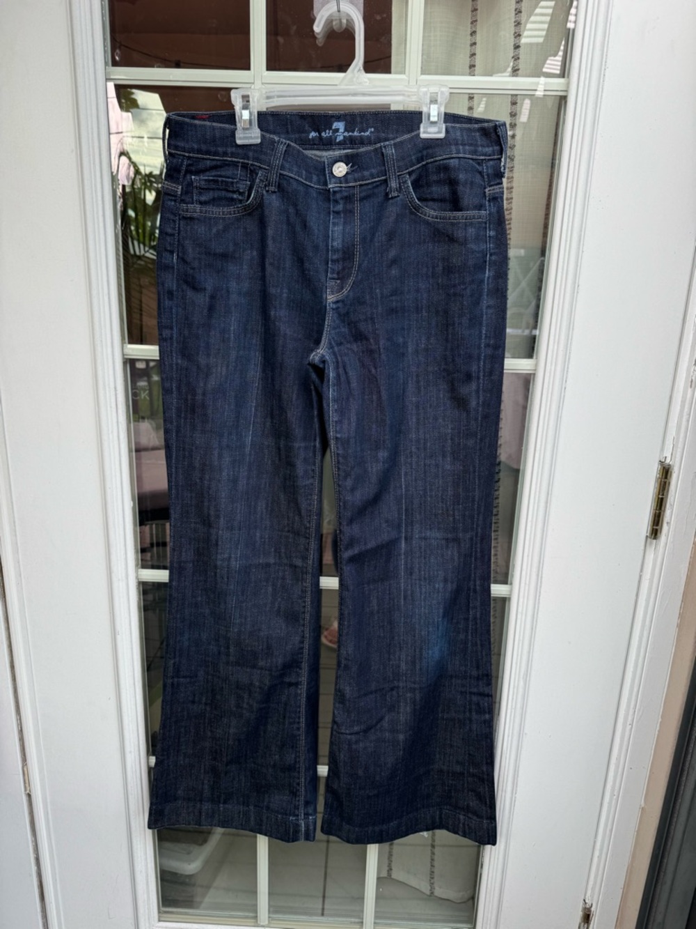 X😻7 For All Mankind Dark Indigo Flare Ginger Jeans